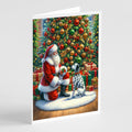 Dalmatian and Santa Claus Greeting Cards Pack of 8 Blank Cards with Envelopes Whimsical A7 Size 5x7