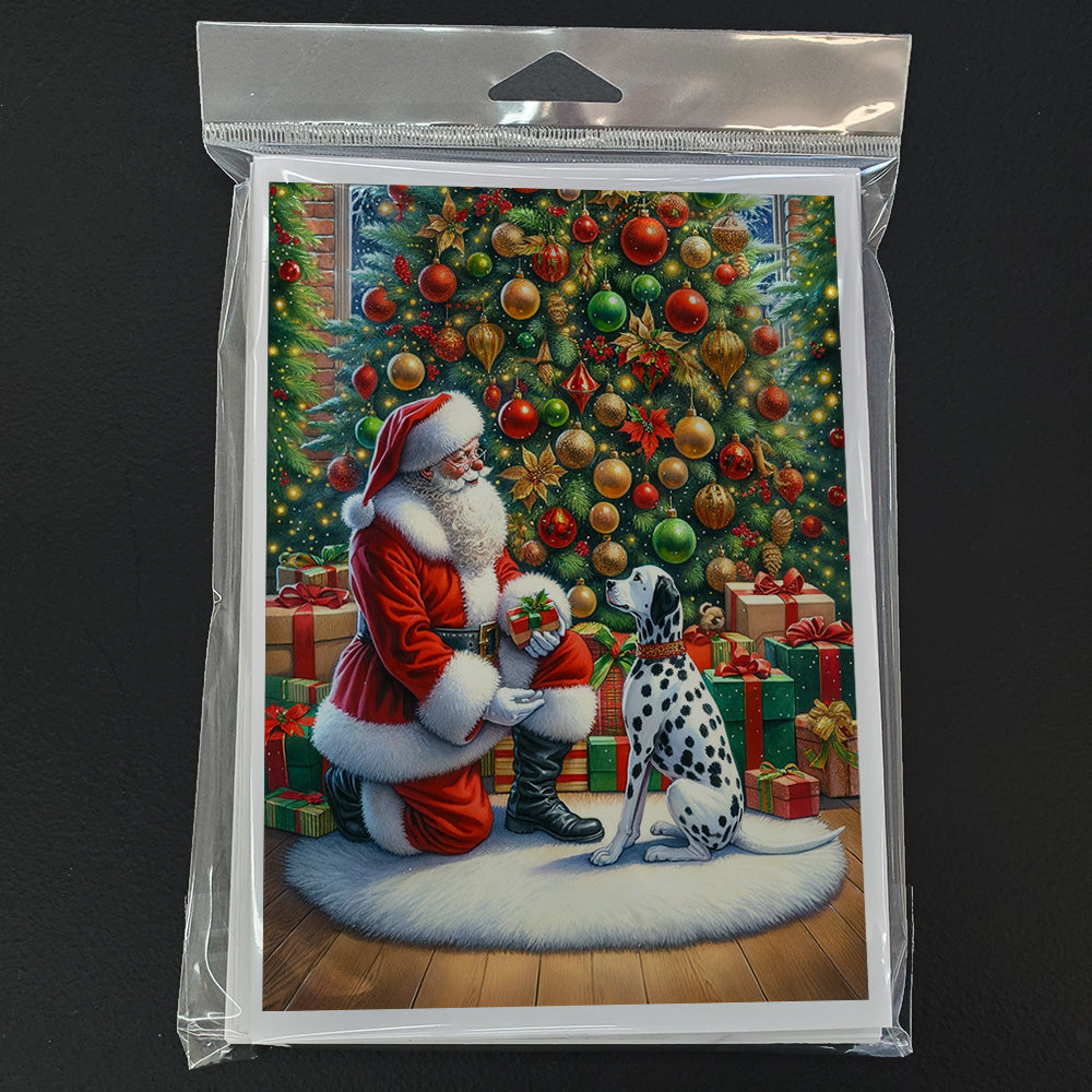 Dalmatian and Santa Claus Greeting Cards Pack of 8 Blank Cards with Envelopes Whimsical A7 Size 5x7