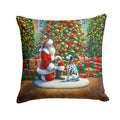 Dalmatian and Santa Claus Decorative Throw Pillow 14x14 Indoor Outdoor Accent Cushion, Fabric Cover with Insert for Sofa, Bed, Porch & Living Room