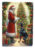Doberman Pinscher and Santa Claus House Flag 28x40 Porch Sleeve Pole Decorative Outside Yard Banner Artwork Wall Hanging, Polyester
