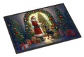 Doberman Pinscher and Santa Claus Doormat Indoor Outdoor 18H X 27W Front Door Mat Rugs for Entryway, Non Slip Washable