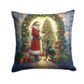 Doberman Pinscher and Santa Claus Decorative Throw Pillow 18x18 Indoor Outdoor Accent Cushion, Fabric Cover with Insert for Sofa, Bed, Porch & Living Room