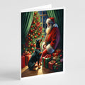 Doberman Pinscher and Santa Claus Greeting Cards Pack of 8 Blank Cards with Envelopes Whimsical A7 Size 5x7