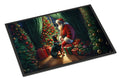 Doberman Pinscher and Santa Claus Doormat Indoor Outdoor 18H X 27W Front Door Mat Rugs for Entryway, Non Slip Washable