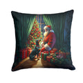 Doberman Pinscher and Santa Claus Decorative Throw Pillow 14x14 Indoor Outdoor Accent Cushion, Fabric Cover with Insert for Sofa, Bed, Porch & Living Room