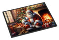 English Bull Terrier and Santa Claus Doormat Indoor Outdoor 24H X 36W Front Door Mat Rugs for Entryway, Non Slip Washable Low Pile,