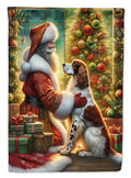 English Setter and Santa Claus House Flag 28x40 Porch Sleeve Pole Decorative Outside Yard Banner Artwork Wall Hanging, Polyester