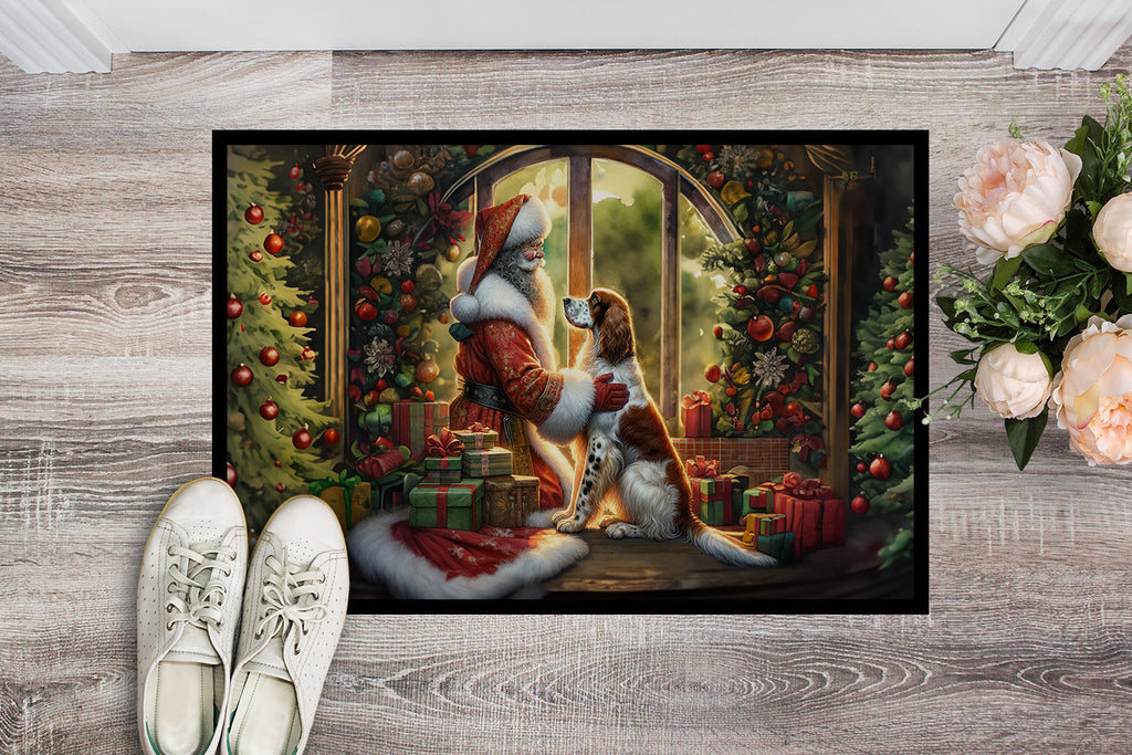 English Setter and Santa Claus Doormat Indoor Outdoor 24H X 36W Front Door Mat Rugs for Entryway, Non Slip Washable Low Pile,