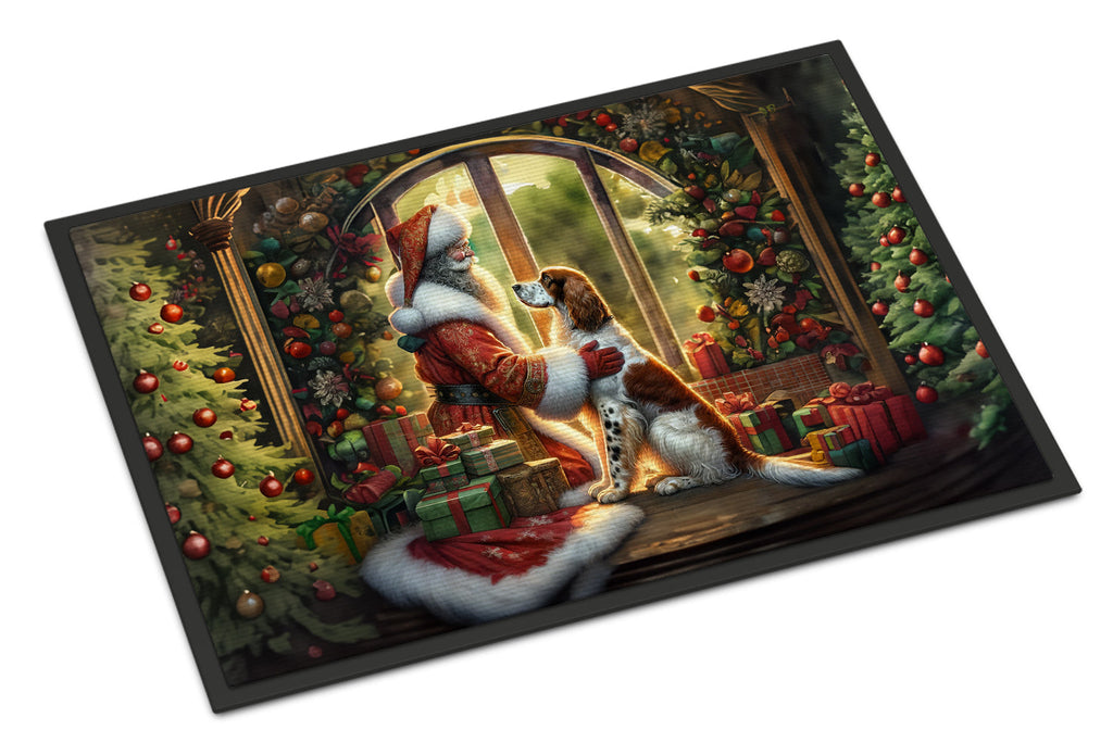 English Setter and Santa Claus Doormat Indoor Outdoor 18H X 27W Front Door Mat Rugs for Entryway, Non Slip Washable