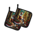 English Setter and Santa Claus Pot Holder Set of 2 Heat Resistant Quilted Hot Pads 7.5 x 7.5 Inch, Insulated Kitchen Trivets for Cooking & Baking