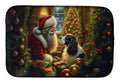 English Springer Spaniel and Santa Claus Dish Drying Mat Absorbent Dish Drying Mat Pad for Kitchen Counter Dish Drainer Mat for Countertop, 14 x 21", Multicolor