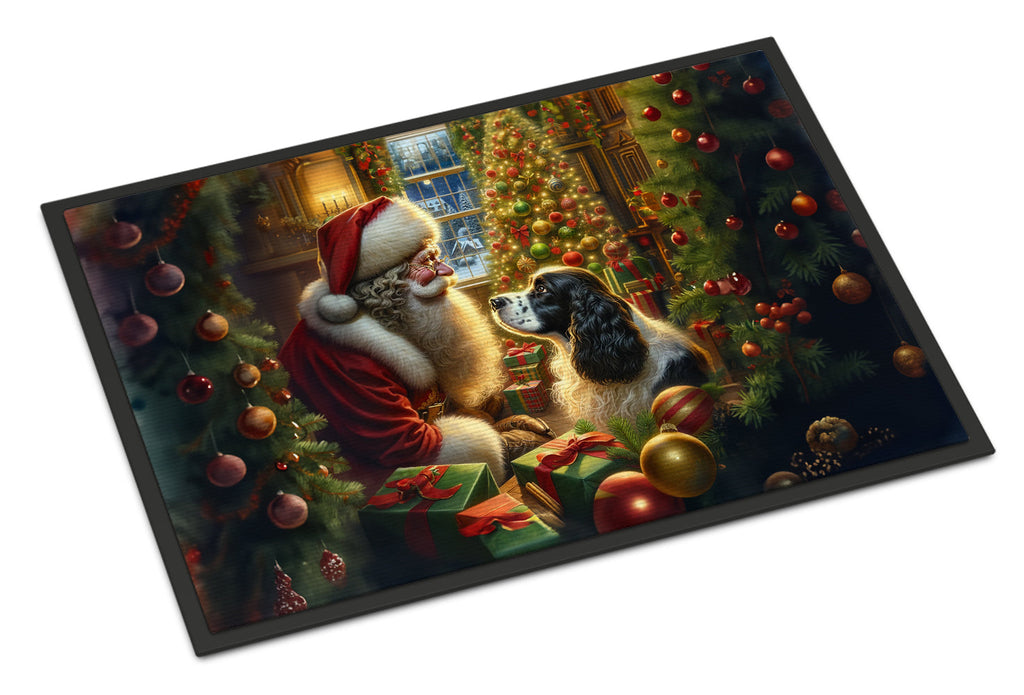 English Springer Spaniel and Santa Claus Doormat Indoor Outdoor 18H X 27W Front Door Mat Rugs for Entryway, Non Slip Washable