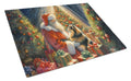 Finnish Spitz and Santa Claus Cutting Board Tempered Glass Kitchen Cutting Surface, Heat Resistant Chopping, Non-Slip Feet, Food Prep & Serving