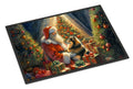 Finnish Spitz and Santa Claus Doormat Indoor Outdoor 18H X 27W Front Door Mat Rugs for Entryway, Non Slip Washable