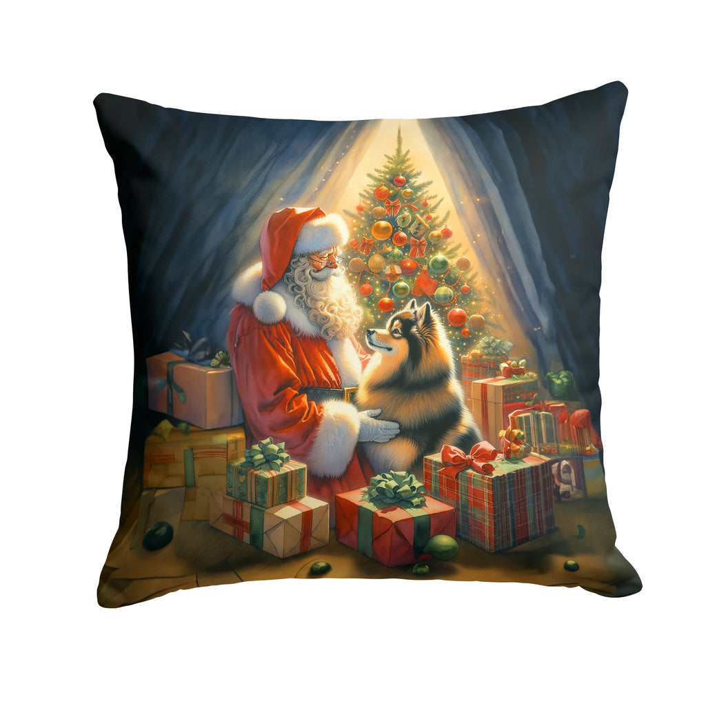 Finnish Spitz and Santa Claus Decorative Throw Pillow 18x18 Indoor Outdoor Accent Cushion, Fabric Cover with Insert for Sofa, Bed, Porch & Living Room