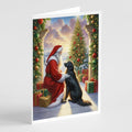 Flat-Coated Retriever and Santa Claus Greeting Cards Pack of 8 Blank Cards with Envelopes Whimsical A7 Size 5x7
