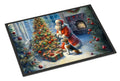Fox Terrier and Santa Claus Doormat Indoor Outdoor 18H X 27W Front Door Mat Rugs for Entryway, Non Slip Washable