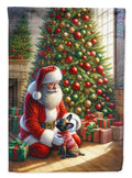 French Bulldog and Santa Claus House Flag 28x40 Porch Sleeve Pole Decorative Outside Yard Banner Artwork Wall Hanging, Polyester