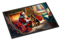 German Shepherd and Santa Claus Doormat Indoor Outdoor 18H X 27W Front Door Mat Rugs for Entryway, Non Slip Washable