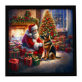 German Shepherd and Santa Claus Framed Metal Print Bathroom, Kitchen, Office, Home Decor Wall Art Ready to Hang, Square, 8X8