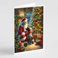 German Shorthaired Pointer and Santa Claus Greeting Cards Pack of 8 Blank Cards with Envelopes Whimsical A7 Size 5x7
