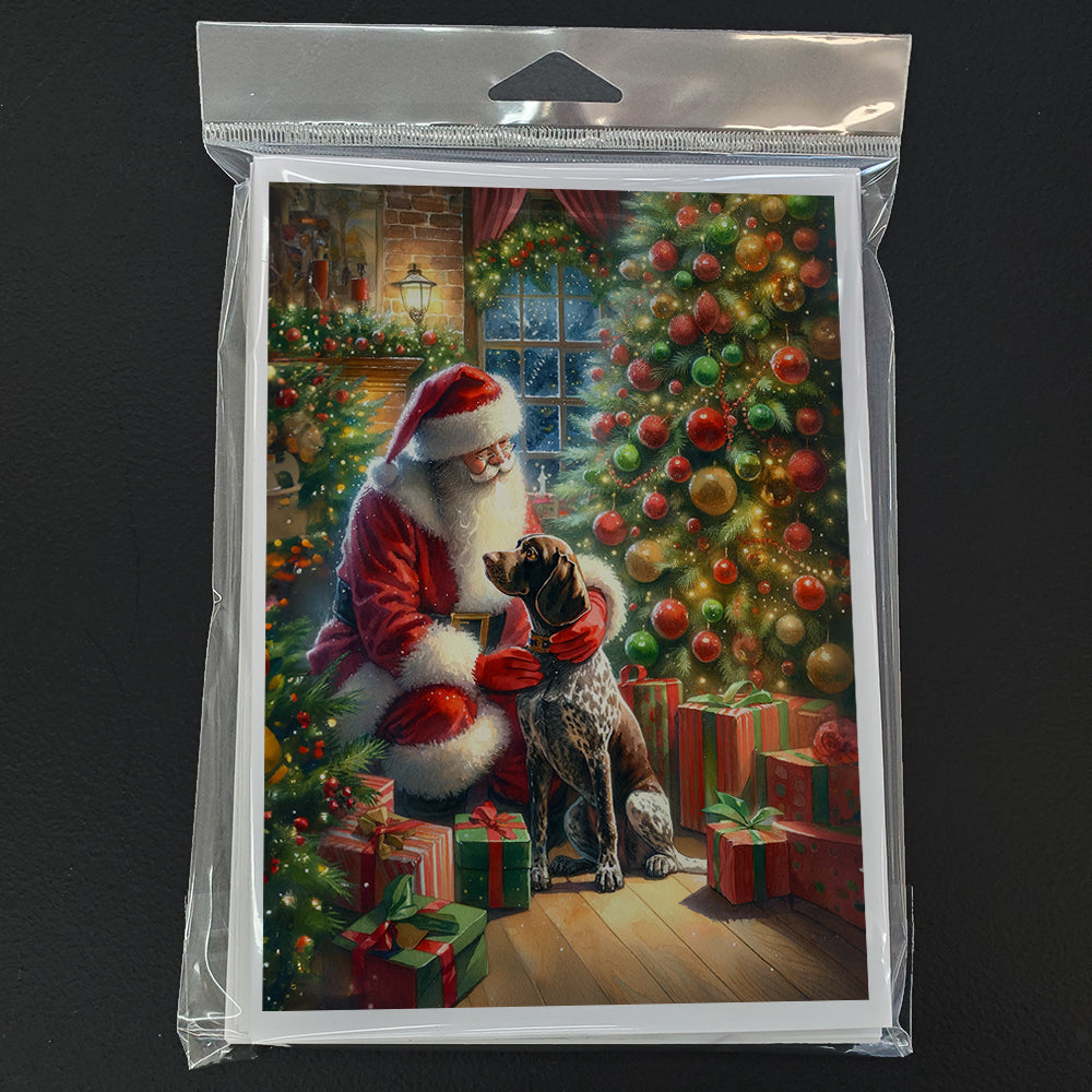German Shorthaired Pointer and Santa Claus Greeting Cards Pack of 8 Blank Cards with Envelopes Whimsical A7 Size 5x7