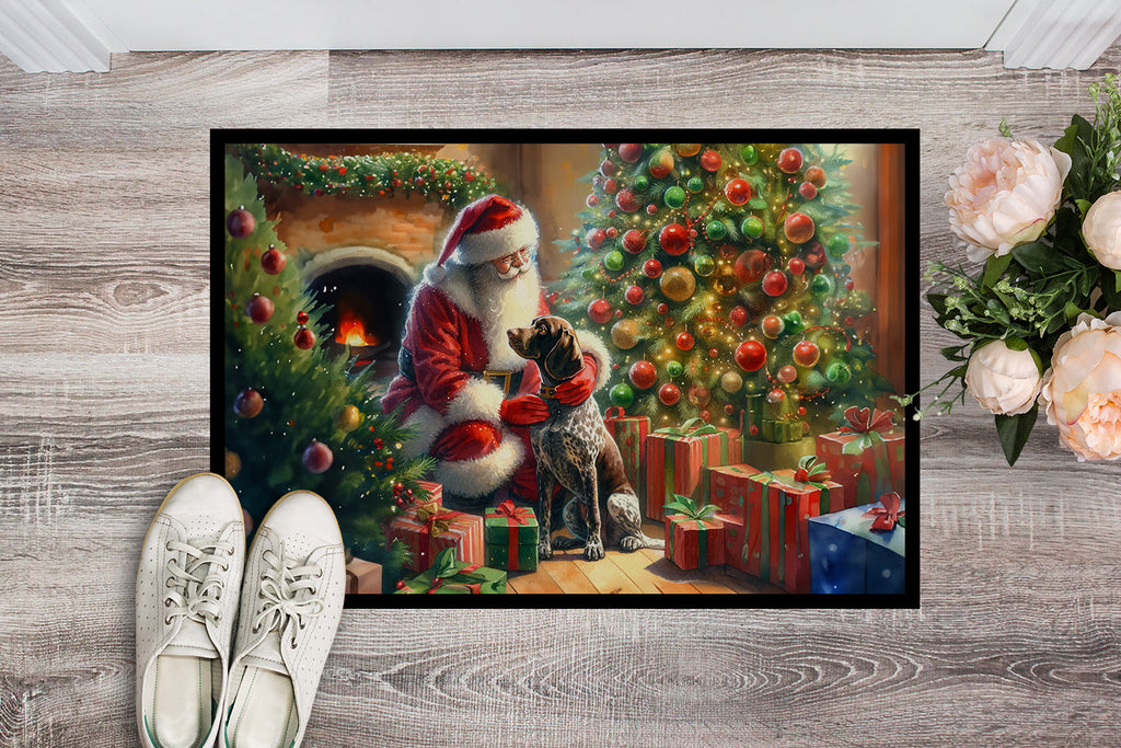 German Shorthaired Pointer and Santa Claus Doormat Indoor Outdoor 24H X 36W Front Door Mat Rugs for Entryway, Non Slip Washable Low Pile,