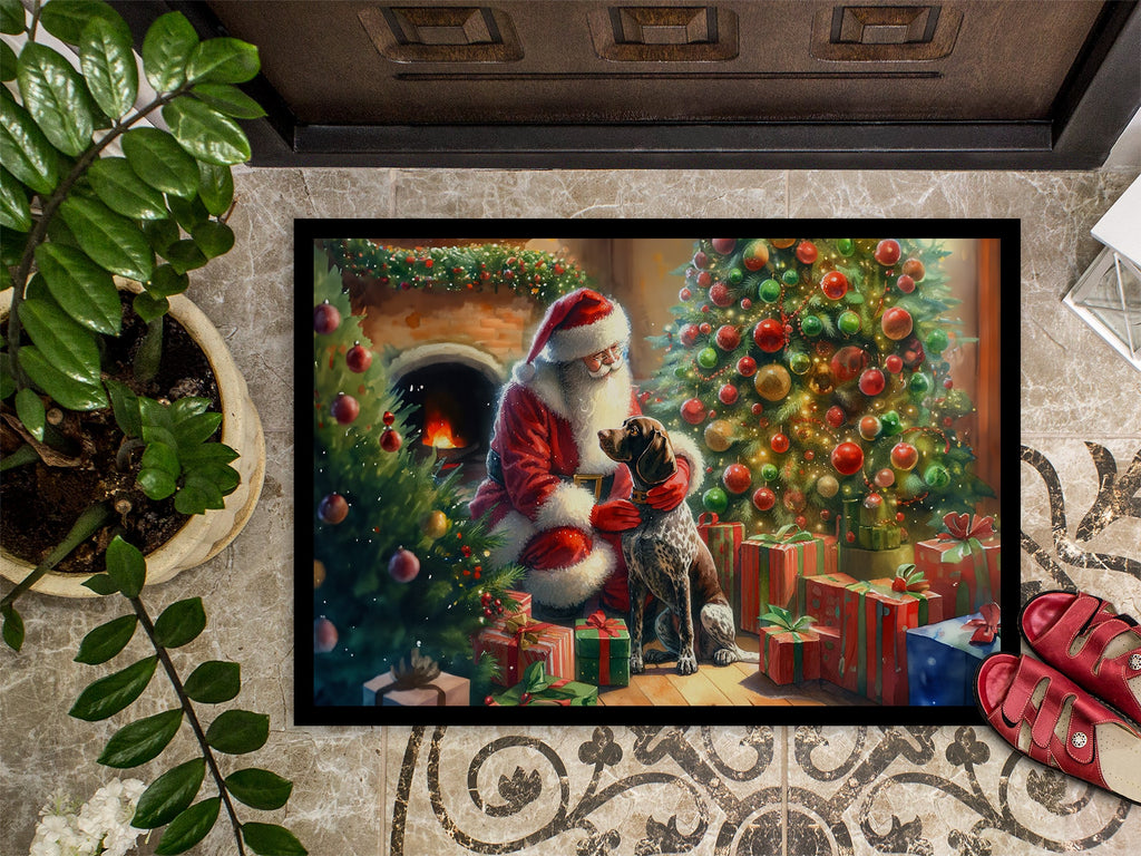 German Shorthaired Pointer and Santa Claus Doormat Indoor Outdoor 24H X 36W Front Door Mat Rugs for Entryway, Non Slip Washable Low Pile,