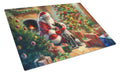 German Shorthaired Pointer and Santa Claus Cutting Board Tempered Glass Kitchen Cutting Surface, Heat Resistant Chopping, Non-Slip Feet, Food Prep & Serving