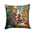 German Shorthaired Pointer and Santa Claus Decorative Throw Pillow 14x14 Indoor Outdoor Accent Cushion, Fabric Cover with Insert for Sofa, Bed, Porch & Living Room