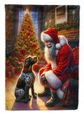 German Wirehaired Pointer and Santa Claus House Flag 28x40 Porch Sleeve Pole Decorative Outside Yard Banner Artwork Wall Hanging, Polyester