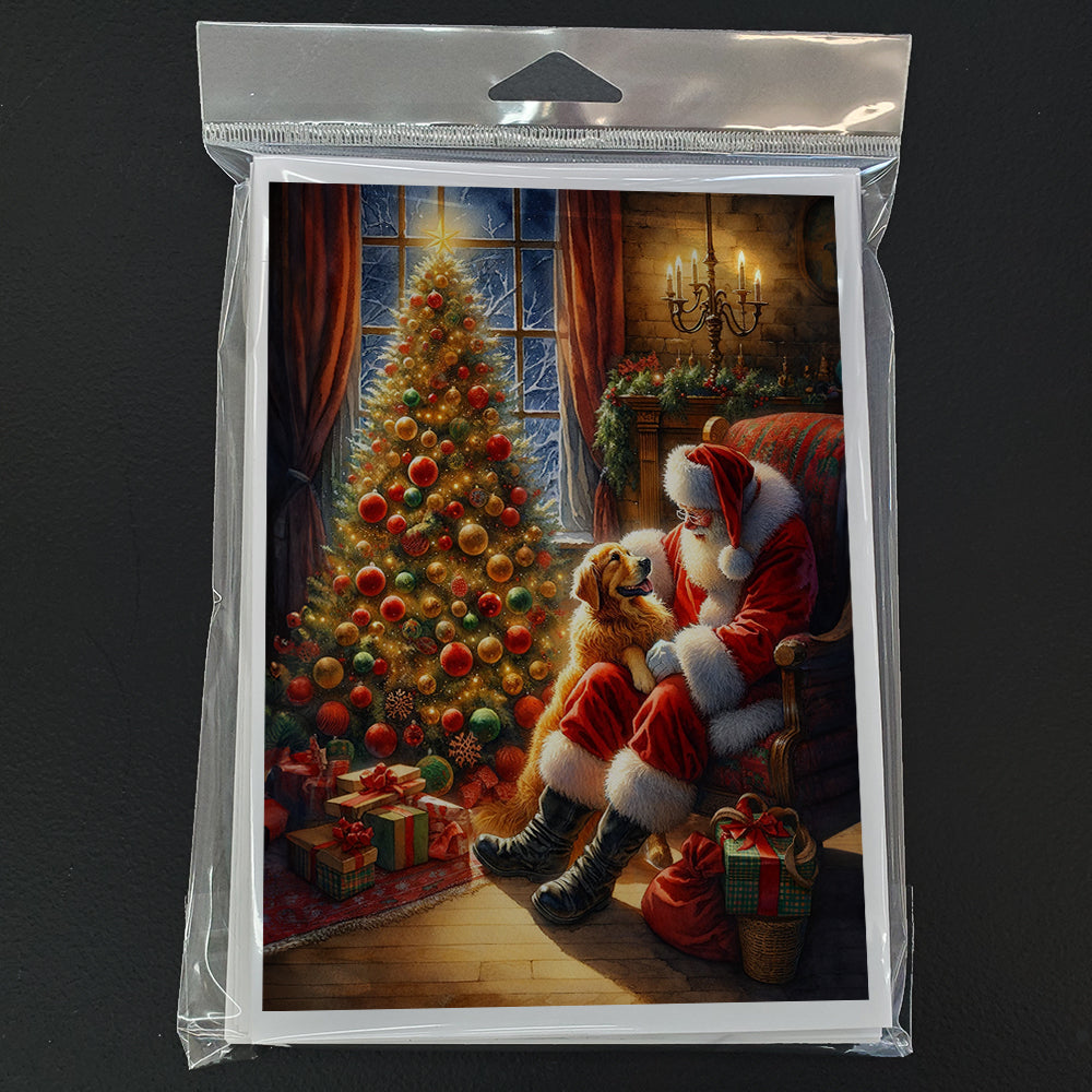 Golden Retriever and Santa Claus Greeting Cards Pack of 8 Blank Cards with Envelopes Whimsical A7 Size 5x7