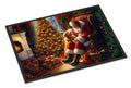 Golden Retriever and Santa Claus Doormat Indoor Outdoor 18H X 27W Front Door Mat Rugs for Entryway, Non Slip Washable
