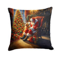 Golden Retriever and Santa Claus Decorative Throw Pillow 14x14 Indoor Outdoor Accent Cushion, Fabric Cover with Insert for Sofa, Bed, Porch & Living Room