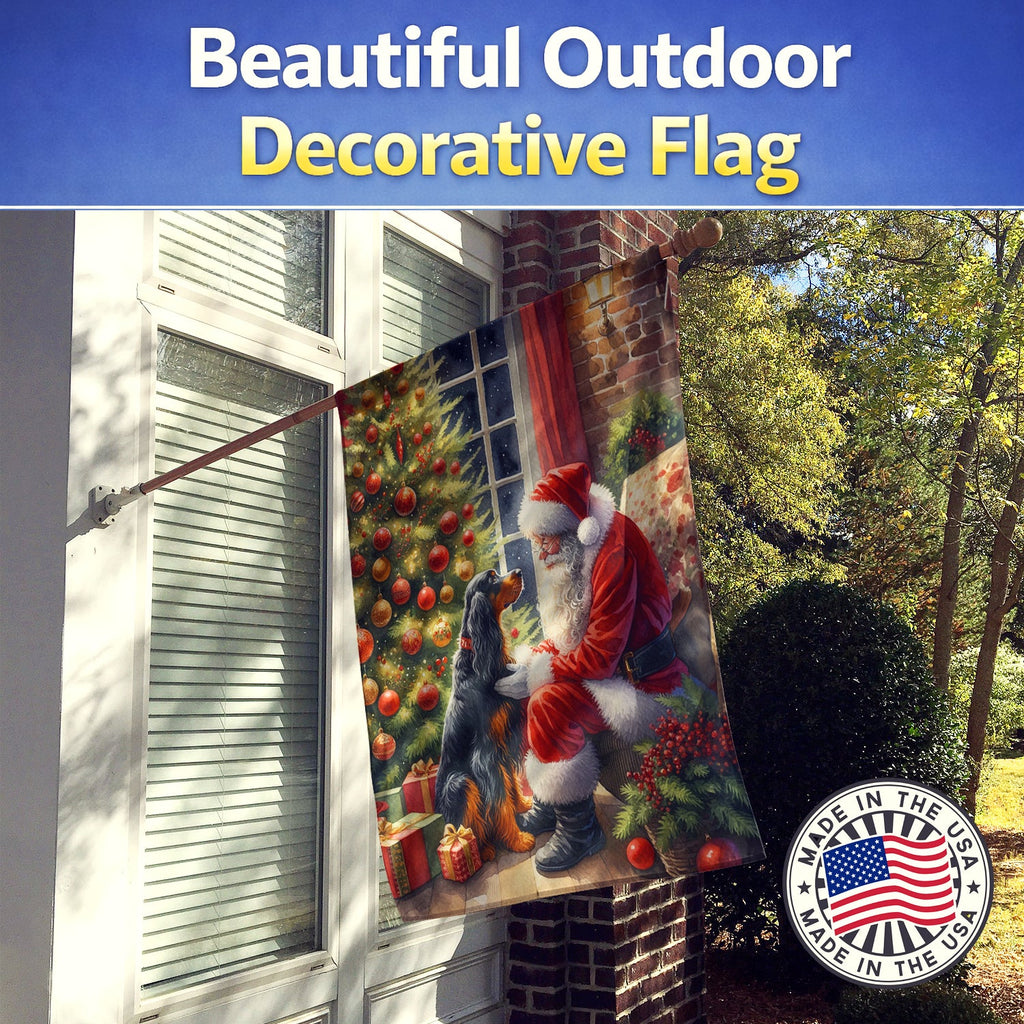 Gordon Setter and Santa Claus House Flag 28x40 Porch Sleeve Pole Decorative Outside Yard Banner Artwork Wall Hanging, Polyester