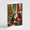 Gordon Setter and Santa Claus Greeting Cards Pack of 8 Blank Cards with Envelopes Whimsical A7 Size 5x7