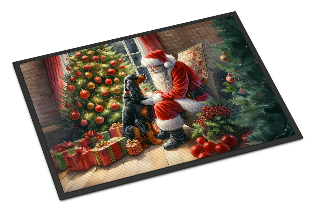 Gordon Setter and Santa Claus Doormat Indoor Outdoor 18H X 27W Front Door Mat Rugs for Entryway, Non Slip Washable