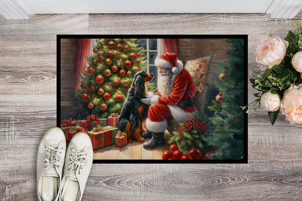 Gordon Setter and Santa Claus Doormat Indoor Outdoor 18H X 27W Front Door Mat Rugs for Entryway, Non Slip Washable