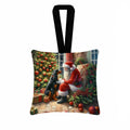 Gordon Setter and Santa Claus Hanging Square Fabric Ornament 3.5 × 3.5 Decorative Door-Knob & Tree Hanger, Soft Fabric
