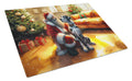 Great Dane and Santa Claus Cutting Board Tempered Glass Kitchen Cutting Surface, Heat Resistant Chopping, Non-Slip Feet, Food Prep & Serving