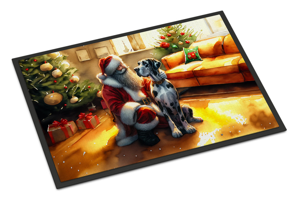 Great Dane and Santa Claus Doormat Indoor Outdoor 18H X 27W Front Door Mat Rugs for Entryway, Non Slip Washable