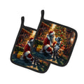 Great Dane and Santa Claus Pot Holder Set of 2 Heat Resistant Quilted Hot Pads 7.5 x 7.5 Inch, Insulated Kitchen Trivets for Cooking & Baking
