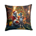 Great Dane and Santa Claus Decorative Throw Pillow 14x14 Indoor Outdoor Accent Cushion, Fabric Cover with Insert for Sofa, Bed, Porch & Living Room