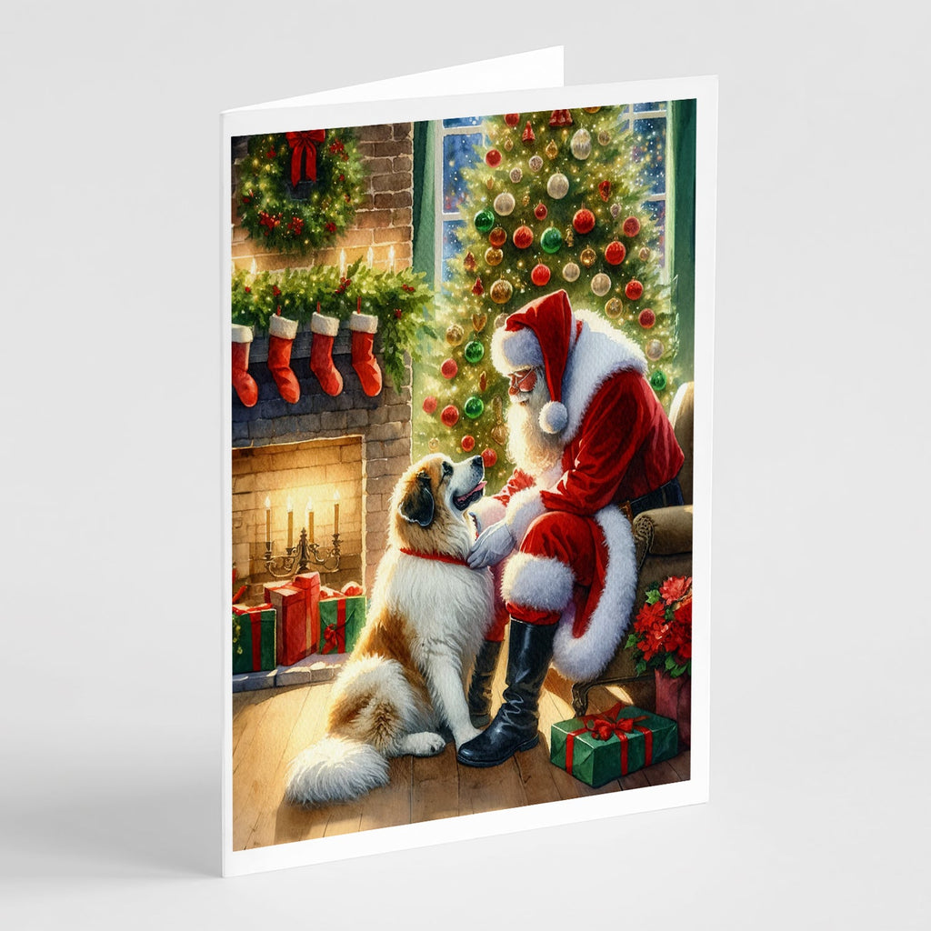 Great Pyrenees and Santa Claus Greeting Cards Pack of 8 Blank Cards with Envelopes Whimsical A7 Size 5x7