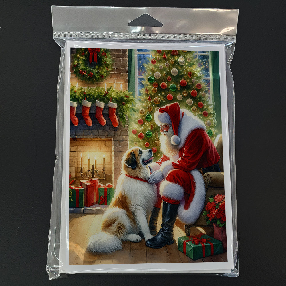 Great Pyrenees and Santa Claus Greeting Cards Pack of 8 Blank Cards with Envelopes Whimsical A7 Size 5x7