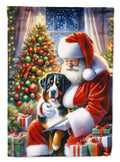 Greater Swiss Mountain Dog and Santa Claus House Flag 28x40 Porch Sleeve Pole Decorative Outside Yard Banner Artwork Wall Hanging, Polyester