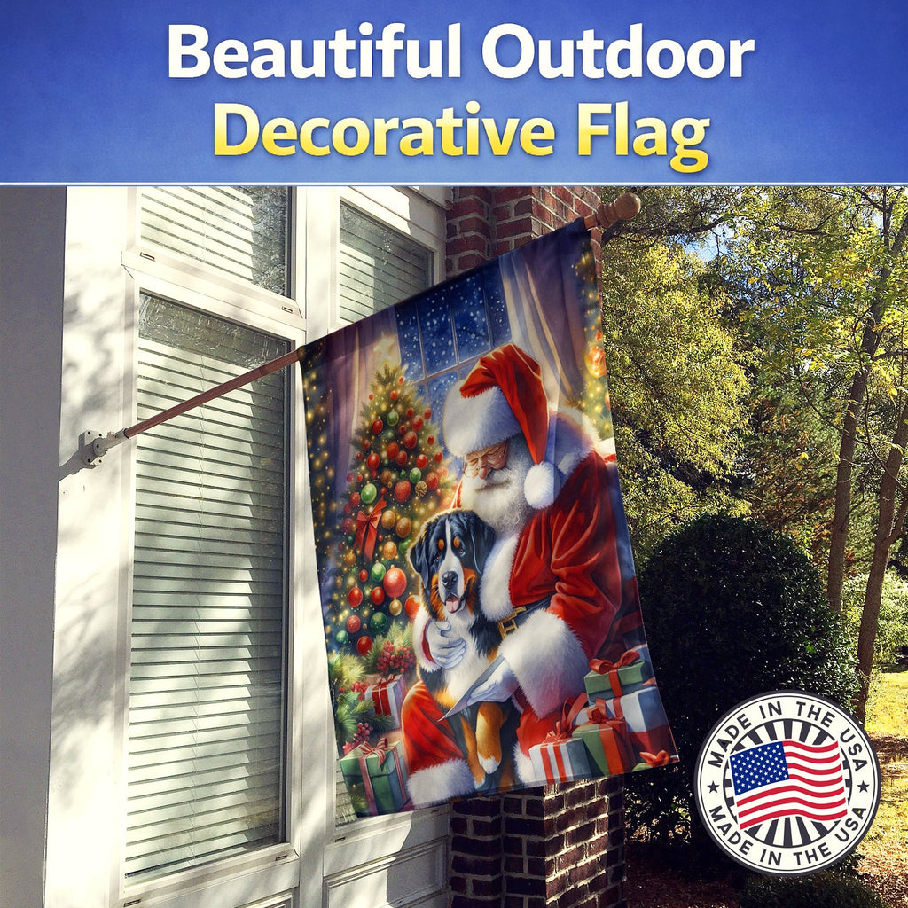 Greater Swiss Mountain Dog and Santa Claus House Flag 28x40 Porch Sleeve Pole Decorative Outside Yard Banner Artwork Wall Hanging, Polyester