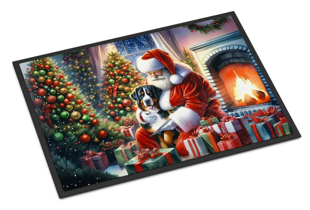 Greater Swiss Mountain Dog and Santa Claus Doormat Indoor Outdoor 24H X 36W Front Door Mat Rugs for Entryway, Non Slip Washable Low Pile,