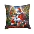 Greater Swiss Mountain Dog and Santa Claus Decorative Throw Pillow 14x14 Indoor Outdoor Accent Cushion, Fabric Cover with Insert for Sofa, Bed, Porch & Living Room