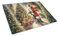 Greyhound and Santa Claus Cutting Board Tempered Glass Kitchen Cutting Surface, Heat Resistant Chopping, Non-Slip Feet, Food Prep & Serving